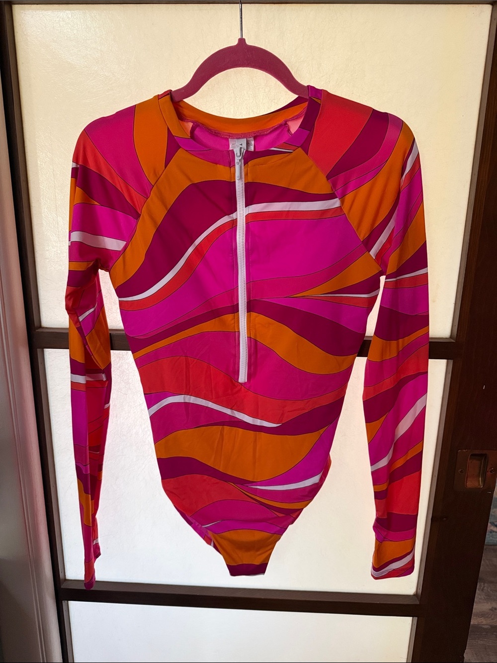 TRINA TURK zip-up paddle boarding one piece swimsuit - M Vivid